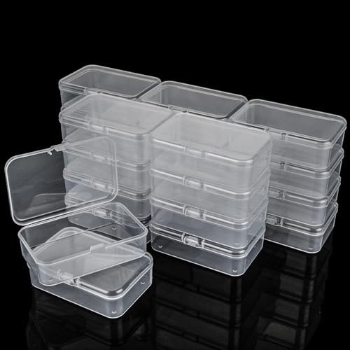 VIDETOL 40 PCS Rectangular Plastic Storage Boxes, 8.5 x 6 x 2.6 cm Clear Beads Storage Containers, Mini Boxes with Hinged Lids for Small Item, Cards, Beads