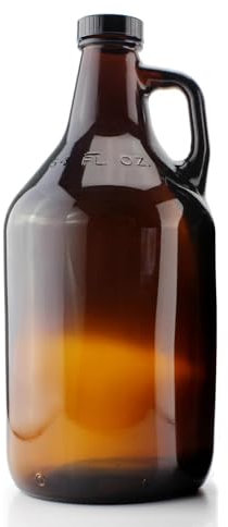 ANZAGA Botellas de Vidrio ámbar con Tapas herméticas - Botella Kombucha,0.5 Gallon/2 Liter