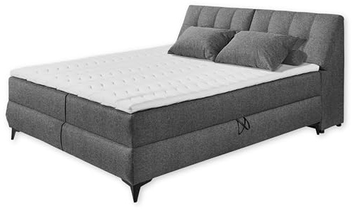 ATLANTIS 6 Boxbett 160x200 in Anthrazit - Bequemes Doppelbett mit Bettkästen und Kaltschaum Topper - 165 x 102 x 240 cm (B/H/T)