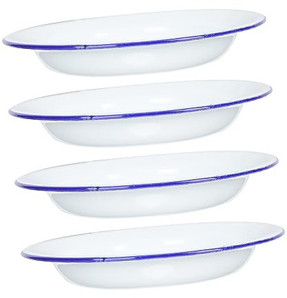 Mikinona 4piezas Platos De Esmalte Retro Platos Decorativos Para Frutas Vajilla Vintage Para Hogar Y Hostelería