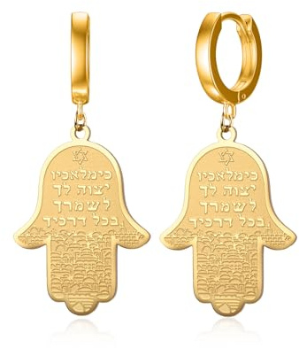 VASSAGO Hängende Ohrringe mit Hamsa-Hand der Fatima, jüdischer Davidstern für Frauen, hebräisches Amulett, Schmuck, Geschenk