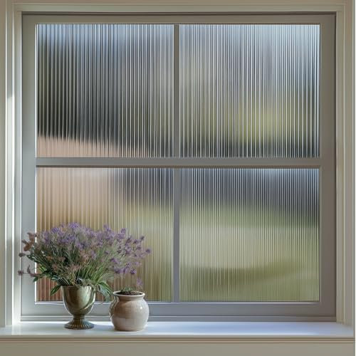 Qualsen Vinilos para Cristales Patrón de Caña, Vinilo Adhesivo Cristal 60x200cm, Vinilo para Ventanas Privacidad Decorativo Estático Autoadhesivo Anti UV Vinilo Translucido para Hogar Oficina, Gris