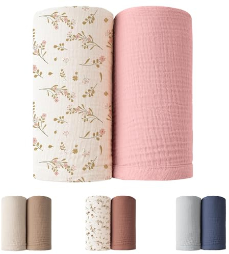 Winmany Baby-Wickeldecken aus Musselin für Neugeborene Jungen Mädchen Kinderzimmer Wickeltuch Baby-Essentials für das ganze Jahr, 100 x 100 cm
