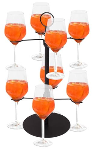 Duscdesp Getränke Tower, 2 Etagen Aperol Tower für 8 Gläser, Metall Servierbaum Weinglashalter für Aperitif Cocktails Wein Champagner, Aperol Spritz Gläser Geschenkset für Partys Hochzeiten Soiree