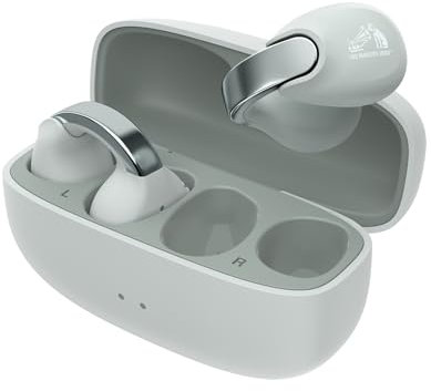 JVC Nearphones HA-NP1T-H, Cuffie in stile Earcuff con archetto lucido, vestibilità comoda, connessione multipoint, Bluetooth 5.3, autonomia di 24 ore, compatibili con app - Grigio Ghiaccio