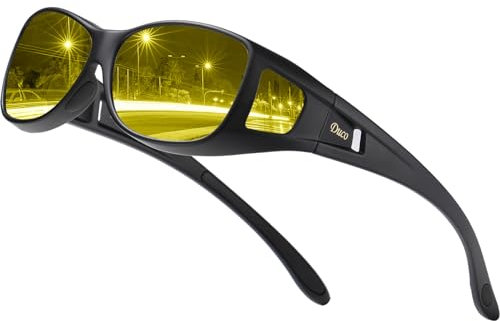 DUCO Polarisierte Nachtfahrtbrille Überbrille für Korrektionsbrille für Brillenträger Polarisierte Nachtsichtbrille 8953Y (M,Mattschwarz)