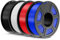 JAYO PLA Filament 1.75mm 4.4KG, PLA 3D Drucker Filament Bundle, 1.1 kg pro Spule, 4 Spulen, Mehrfarbig für die meisten FDM 3D Drucker(Schwarz, Weiß, Rot, Blau)