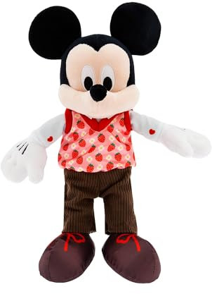 Disney Store Official Peluche Mickey Saint-Valentin, 33 cm/13, Thème Fraises et Chocolat, Convient dès la Naissance, Adapté à Tous Les âges