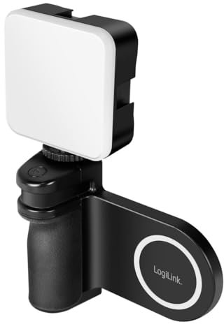 LogiLink AA0173 - Magnetischer Smartphone Griff mit LED Licht, Kameraauslöser, MagSafe-kompatibel