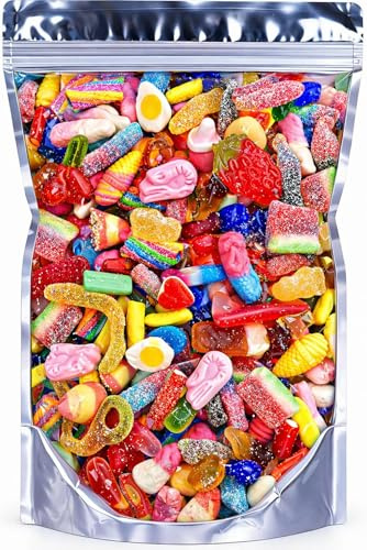 ZANGOC Vegan Pick and Mix Sweets, 500g Resealable Pouch – Fizzy, Jelly, Gummy & Chewy Bulk Sweet Assortment for Party Bags, Sharing and Gifts
