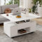 ModernLuxe Lift-Up Coffee Table with Storage, Adjustable Height Coffee Table for Living Room, 100x50x48 cm Modern Sofa End Tea Table with Hydraulic Mechanism, White