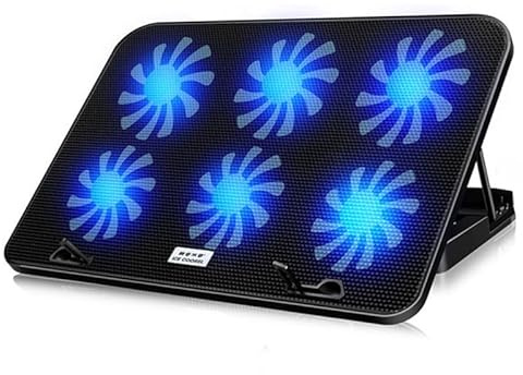 PUNELE Laptop Cooling Pad Laptop Radiator Stand Laptop Cooler for 18 Inch with 6 High Speed Mute Fans 5 Level Adjustable Ergonomic Design Portable Metal Net (Thick Metal Rod with Bracket Speed