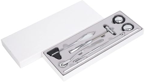Martello Neurologico in Acciaio Inox, Set 5 Pezzi Kit Test Medici Portatile Multifunzionale per Esami