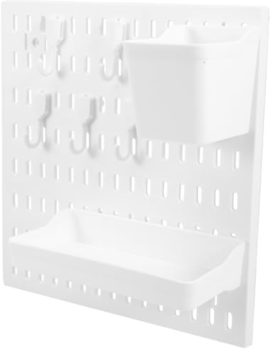 LALADEFIEE Lochfreier Stecktafel Organizer Großzügiges Selbstklebendes Wandregal aus Kunststoff Weiß Multifunktionales Aufbewahrungsregal für Küche Bad und Wohnzimmer
