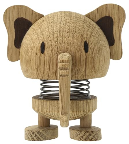 Hoptimist Wooden Elephant Figure – Woobly Savannah Animal Decoration – Fun Office Gadget – Collectible Gift for Men and Women – Danish Design – 6.9 x 6.5 cm – Small – Oak