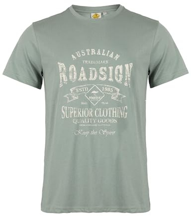 ROADSIGN australia Herren T-Shirt mit Frontprint im Australian Style, Rundhals, aus Reiner Baumwolle
