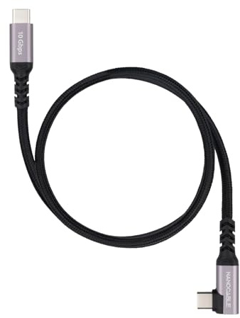 NANOCABLE 10.01.4701 USB-C Kabel abgewinkelt 3.2 Gen2 10 Gbit/s 100W/5A, 4K/60Hz, USB-C/M-USB-C/M Schwarz, 1m