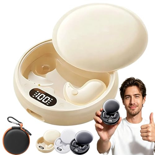 Jmwub Komfortablen Earbuds ohne Druckgefühl, Bluetooth Kopfhörer mit LED - Ladecase & Anzeige, schlafkopfhörer-Rauschen, Einfach einlegen und einschlafen (1PC-A)