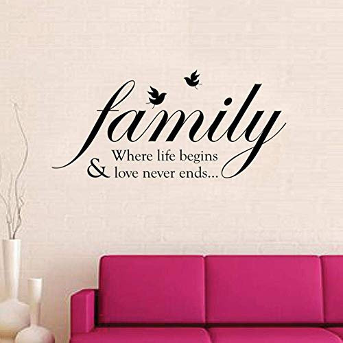 Walplus Wall Stickers Family Birds Quote Removable Self-Adhesive Mural Art Decals Vinyl Home Decoration DIY Living Bedroom Office Décor Wallpaper Kids Room Gift, Multi-Colour