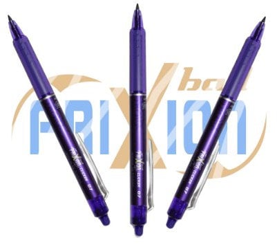Pilot FriXion Clicker 0.7mm Tip Erasable Ink Gel Pen Tattoo Design Violet Ink - Set of 3 - Supplied Loose