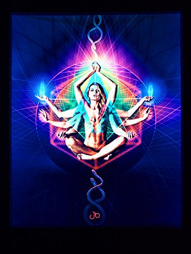 PSYWORK Schwarzlicht Stoffposter Neon | Resonance | 0,55 x 0,68m | UV-aktiv | fluoreszierend | Wandbehang Stoffbanner Poster Wandbild Kunstdruck Dekobild Dekoration Wandteppich