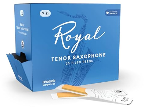 D'Addario Royal Tenor Saxophone Reeds Strength 2, 25-Pack | Royal tenor sax reeds feature a strong spine, consistent response, warm tone and versatility for jazz and classical playing.