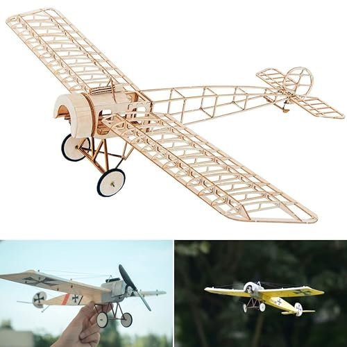 Fokker E.3 Slow Flyer Modellflugzeug Kit, Maßstab 1:20, 450 mm Spannweite, RC Flugzeugmodell Baukasten, Modell Flugzeug zum selbst Bauen, gelaserte Balsa Holz Bauteile, 450 x 300 x 91 mm, 40 g RTF