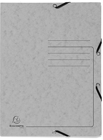 Exacompta 55423E Eckspannmappe Colorspan Karton 355 g/m², 24 x 32cm, für DIN A4, Gummizug, 3 Klappen, 1 Stück, Grau