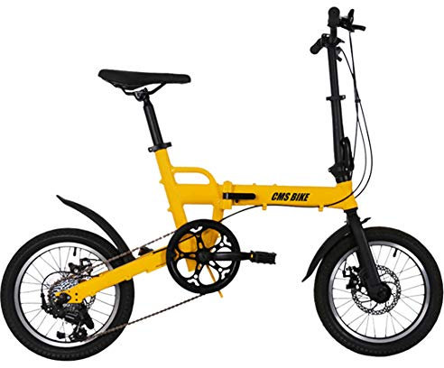 NANANA 16/20-zoll-faltrad, Kleines Tragbares City-falt-mini-kompaktfahrrad, Leichtes Mini-klapprad, Sport & Freizeit Fahrrad Faltrad, Cityräder für Damen & Herren, 140x100x56 cm,Gelb