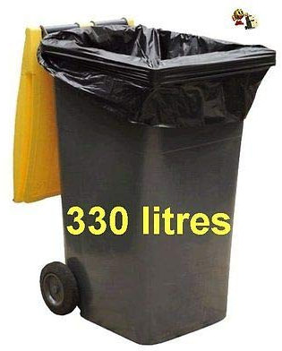 SAC POUBELLE NOIR HAUTE RESISTANCE - 330 litres - carton de 100 sacs poubelles