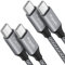 etguuds [2Pack 1M Cable USB C a USB C, 60W/3A Cable USB Tipo C PD Carga Rápida Compatible con iPhone 16 15 Pro Galaxy S24 S23 S22 S21 Ultra (Gris)