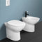 Inbagno Coppia Sanitari Filo Muro Rimless, Completa di Sedile Copriwc a Chiusura Rallentata, Serie Morning Bianca