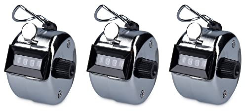 Hsthe Sea Contapassi clicker contatore Manuale 3 Pezzi, contatori manuali, contatore di quantità Meccanico in Metallo Senza Funzionamento a Batteria, per Allenatore Sportivo, Argento