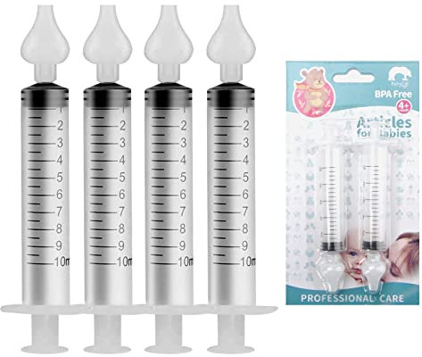 HENGBIRD Nasenspüler, 4 PCS Nasensauger für den Staubsauger mit Silikon-Nasensaugspitze,Nasendusche Kinder, Spritzen 10ml, Nasenwaschreiniger, Nasenspü, Nasenspülung Erwachsene