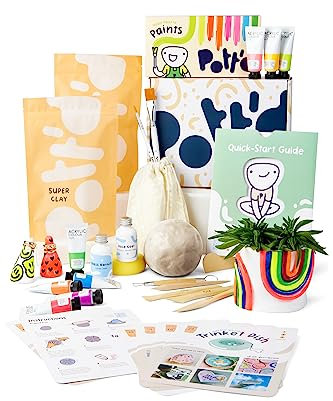 Pott'd Ton Topferset fur Zuhause fur Anfanger - Lufttrocknend. DIY Set für Erwachsene. Enthält: Lufttrocknenden Ton, Werkzeuge, Farben, Pinsel, Dichtmittel, Anleitung