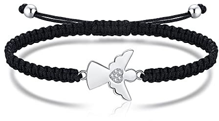 Jrêveinfini Schutzengel Armband Damen Mädchen Kinder Silber 925, Engel Schutzengel Taufe Stoff Armband Kommunion Mädchen, Glücksbringer Firmung Schulanfang Schulkind Geschenke Frauen Mädchen