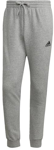 adidas Herren Essentials Fleece Regular Tapered Pants, Medium Grey Heather / Black, M