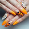 RUNRAYAY Pumpkin Press on Nails Medium, Halloween Fake Nails Almond Acrylic False Nails Artificial Nail for Women & Girls 24 Pcs
