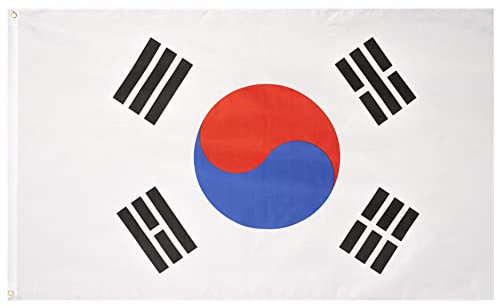 MUWO Flagge Nations Together 90 x 150 cm Nationalmanschaften, doppelseitige Gartenflagge, wetterfeste Fanflagge, Fußballflagge Polyester Länderfagge Deutschland mit Ösen (Südkorea)