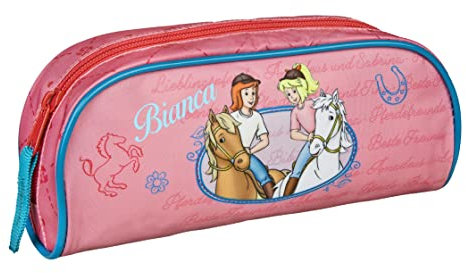 Undercover Personalisiertes Schlampermäppchen für Mädchen | Motiv Bibi und Tina rosa mit Name | Schüler-Etui Aufbewahrungsmappe für Schule und Daheim