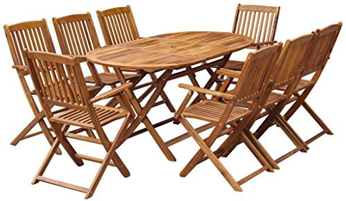 Yolola Sitzgruppe Garten Essgruppe 8 Personen Gartenmöbel Holz Gartenmöbel Set mit 8 Klappstühle Gartenmöbel Essgruppe Gartengarnitur Sitzgarnitur Gartentisch Massivholz Akazie#2