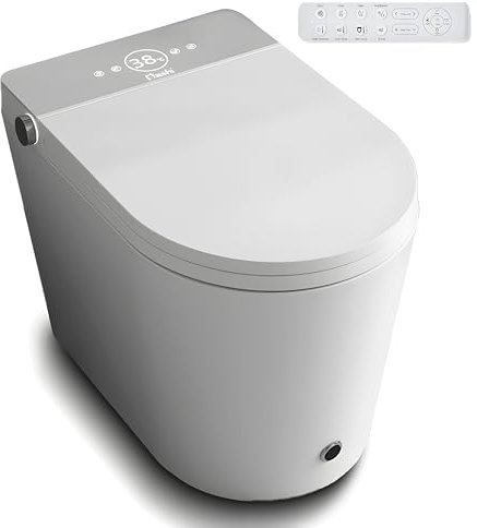 Nashi Ovian SE - Inodoro Japones inteligente | WC con Bidet | Agua con chorrito, Taza calefactable y Secado |Apertura Automática | Autolimpieza y Estirilizador UV (Desagüe salida a suelo)