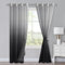 XWZO Voile Gardinen mit Ösen Vorhänge Farbverlauf Vorhang Sheer Ombre Gardinen 2 er Set für Schlafzimmer und Wohnzimmer Schlaufengardinen mit Raffhalter H225xB140cm Schwarz