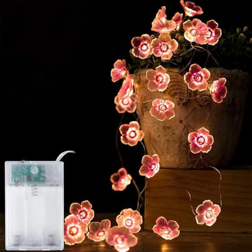 Guirlande lumineuse à 30 LED - 3 m - Avec minuterie - Guirlande lumineuse d'intérieur pour décoration de chambre, Halloween, Noël, chambre d'enfant, mariage, chambre à coucher - Rose cerise