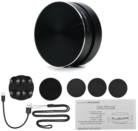 Matybobe Kabelloser Mini Knochenleitungslautsprecher, Stereo Bass Soundbox, Kreativer Tragbarer Lautsprecher, Mini Musikplayer, integrierte Mikrofon, mit magnetischer Adsorptionsfunktion