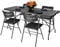 NOVECRAFTO 6ft Folding Table & 4 Folding Chair Set - Functional, Easy-to-Fold-and-Store Furniture for Indoor and Outdoor Use with Wood Grain Pattern, Heavy-Duty Black Plastic Surfaces & Steel Frames