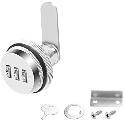 MEIRIYFA Serratura a camma con combinazione, serratura per cassetti con codice password, cilindro da 3/4, finitura cromata, camma combinata di sicurezza per cassetta postale (20 mm argento)