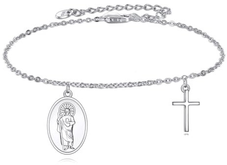 YFN St Jude Armband 925 Sterling Silber Saint Jude Medaille Religiöser Beschützer Schmuck Geschenke für Damen Männer