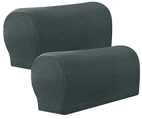 2Pcs Armrest Chair Covers, Sofa Slipcover Armrest Pads, Stretch Armchair Couch Arm Rest Cover, Anti-Slip Spandex Polyester Sofa Chair Arm Caps Slipcovers for Furniture Protector(COLOR:dark grey)