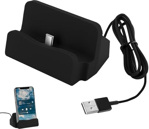 ikBrtaiay USB C Ladestation Handy mit 90cm Kabel, Schwarz Dockingstation, Typ C Dockingstation Ladegerät Qualitativ, Smartphone Ladestation mit Galaxy Huwei Mate Xiaoi und weiteren USB-C-Geräten